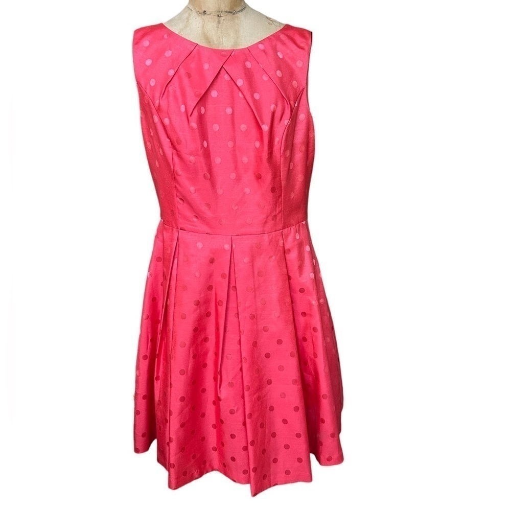 Jessica Howard coral pink polka dot dress tone on tone size 14